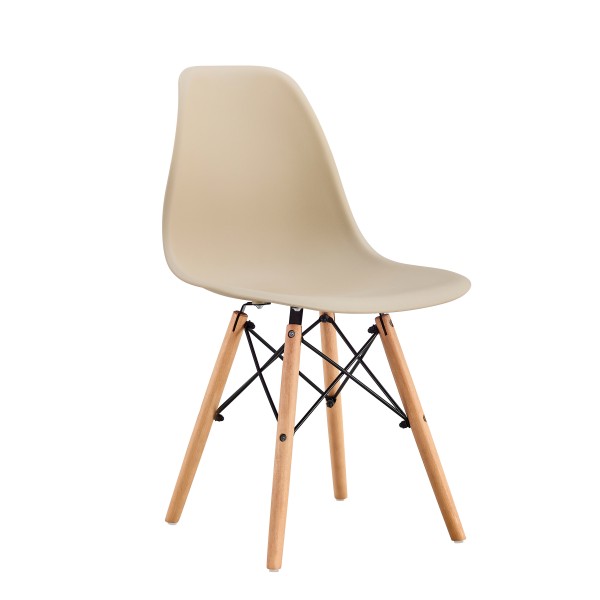 Dining Room Chairs - Ergonomic Molded PP Plastic Shell Side Chairs with Wood Legs