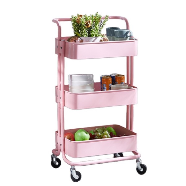 Foldable Utility Cart - Multi-Tier Carbon Steel Rolling Storage Organizer (3 & 4-Layer Options)