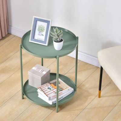 Coffee Table for Living Room - Two-Tier Industrial Carbon Steel Center Table